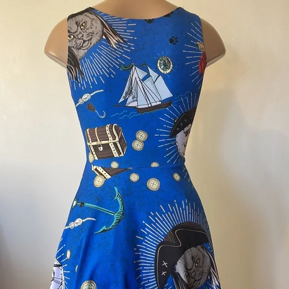 COWCOW Lovely 🏴☠️ Pirate Cat theme, womens DRESS size MEDIUM - Picture 7 of 12
